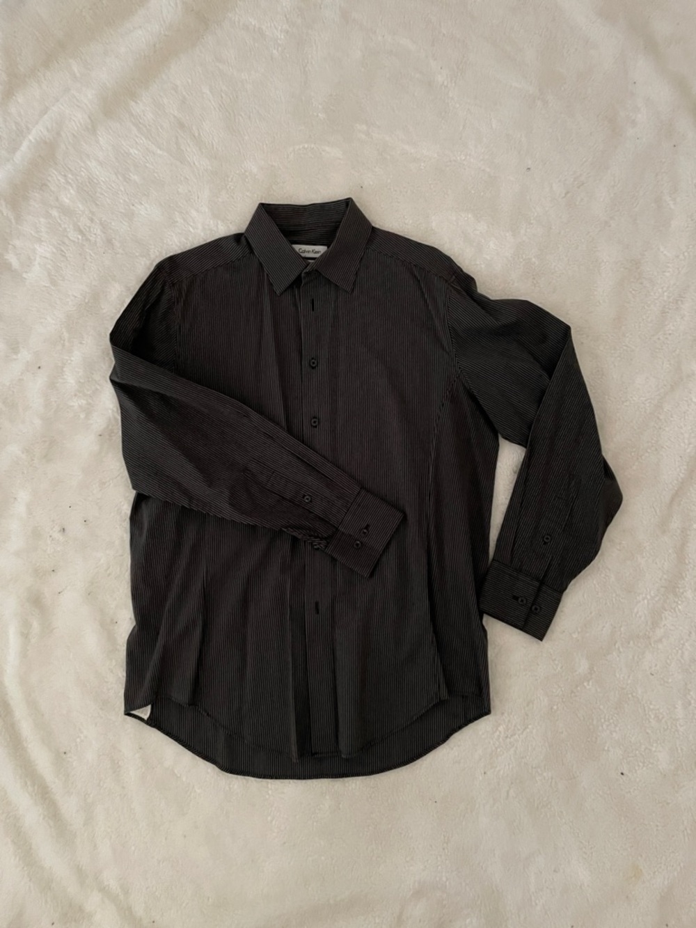 Calvin Klein Men's Black Pinstripe Dress Shirt